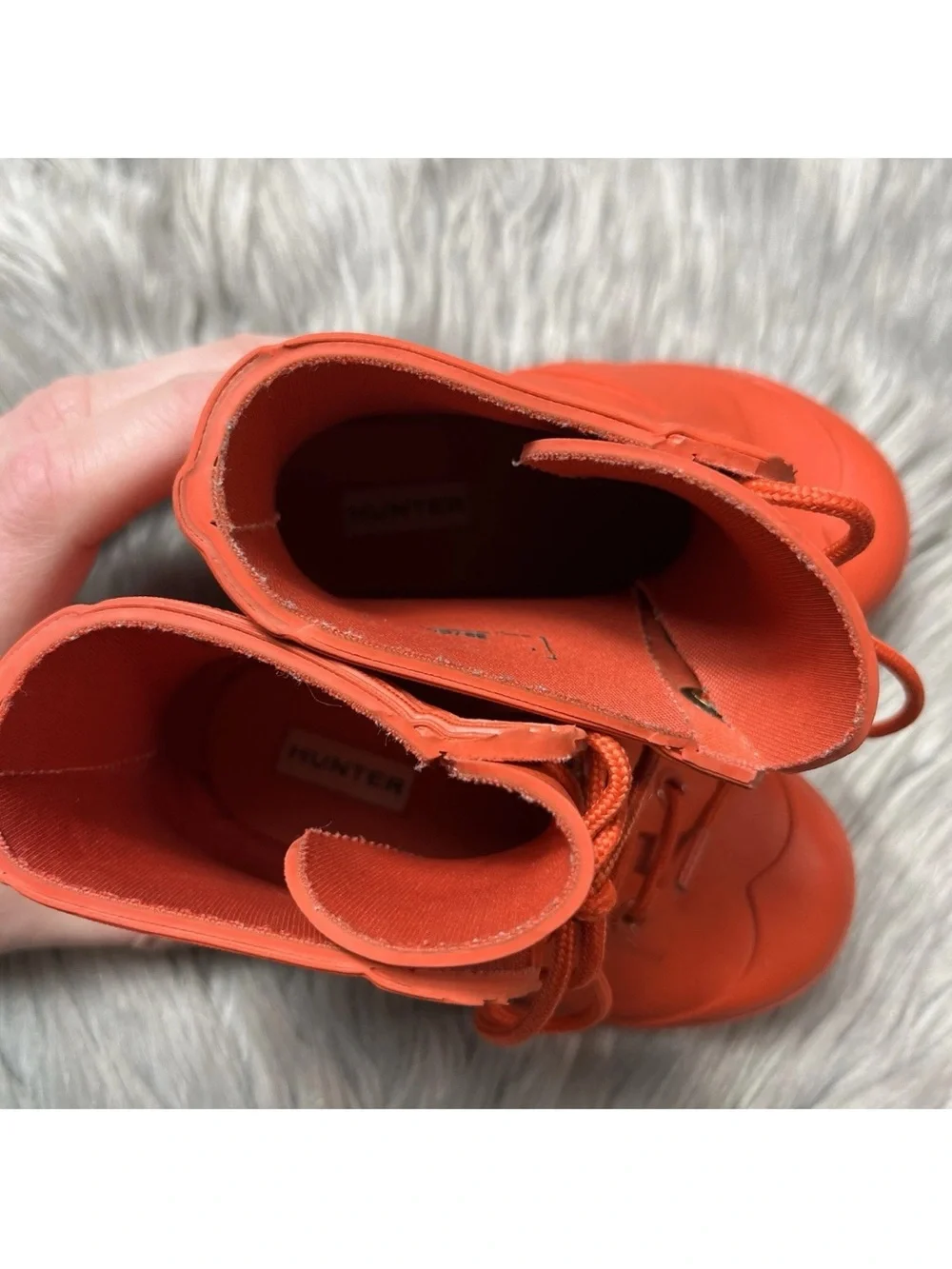 Hunter Toddler Lace Up Rain Boots Orange Size 8B/9G